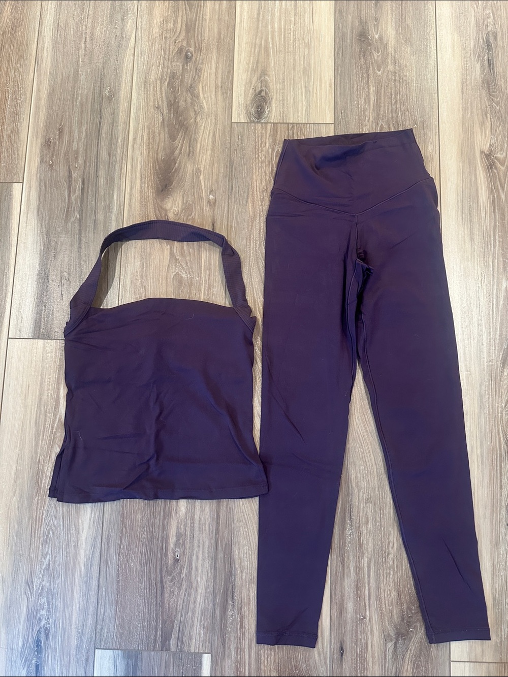 Aerie OFFLINE plum halter top and leggings set